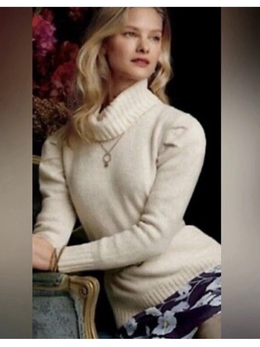 Cabi Puffsleeve Turtleneck Puff-Sleeve XS ITEM 3889 Sweater Oatmeal